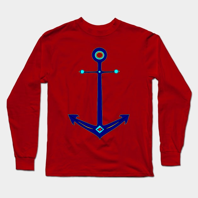 Nautical Anchor Long Sleeve T-Shirt by YudyisJudy